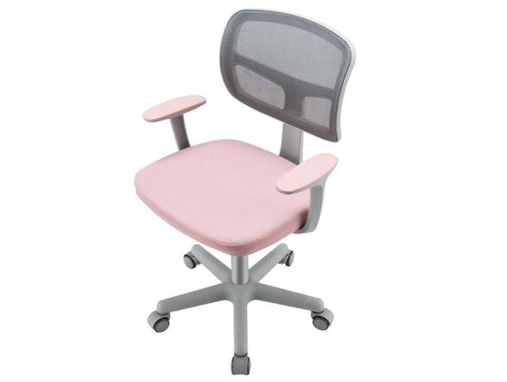 Chaise de Bureau Enfant - DREAMADE -Siège Pivotant en Maille - Chaise à Roulettes Ergonomique -Hauteur Réglable - Charge 150KG Rose