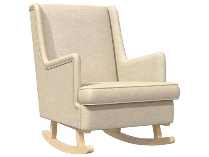 Schaukelstuhl Creme aus Stoff 62x80x85 cm mit Metallrahmen Creme-Finish, herausnehmbares Kissen, Holzführungen, leichte Reinigung, modernes Design