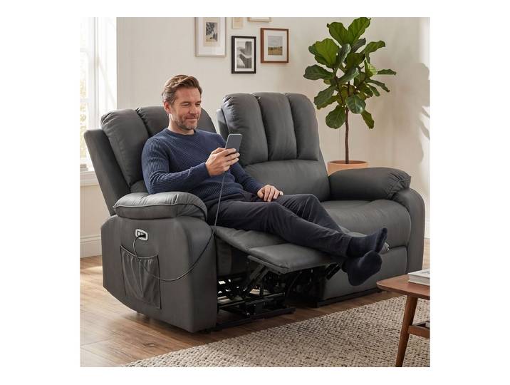 HOMCOM Massagesessel 2-Sitzer Elektrisches Relaxsofa mit Massage- und Heizfunktion (Set, 1-St., 2er Set), 2-Sitzer, elektrisch, Massage+Heizung, USB,USB-C