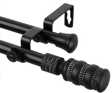 InStyleDesign Cork Adjustable Black Double Curtain Rod with Finial