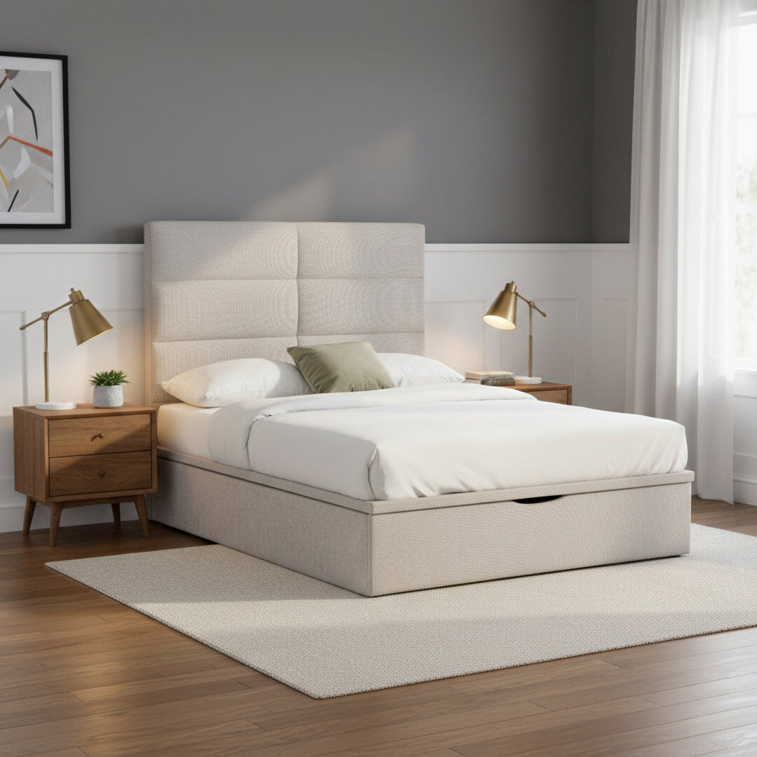 Latitude Run Bisrat Bed Beige Double (4'6)