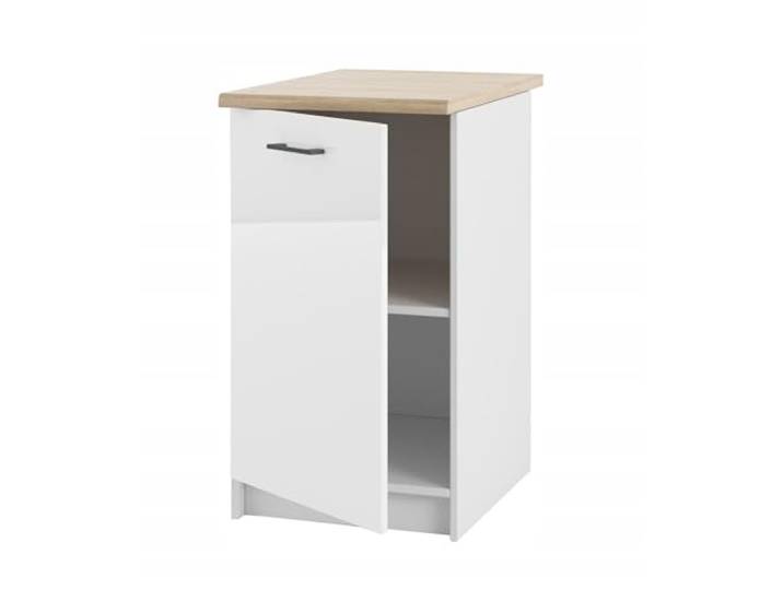 Laclar Unterschrank mit Arbeitsplatte 45 cm - stehende Türenschrank -aus MDF und weiß Acryl Glanz - zum Selbstaufbau, universell -mit der Möglichkeit - die Tür nach Links oder rechts zu öffnen