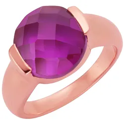 Jamelli Ring Silber 925 rosé-vergoldetz mit pinkem Quarz-Stein (beh.) 12mm