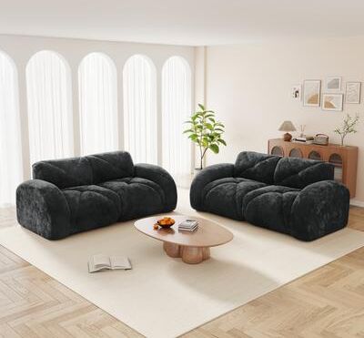 GDFStudio - Velvet 2+2 Seater Modular Sofa Set with 32D High Density Sponge Deep Seat