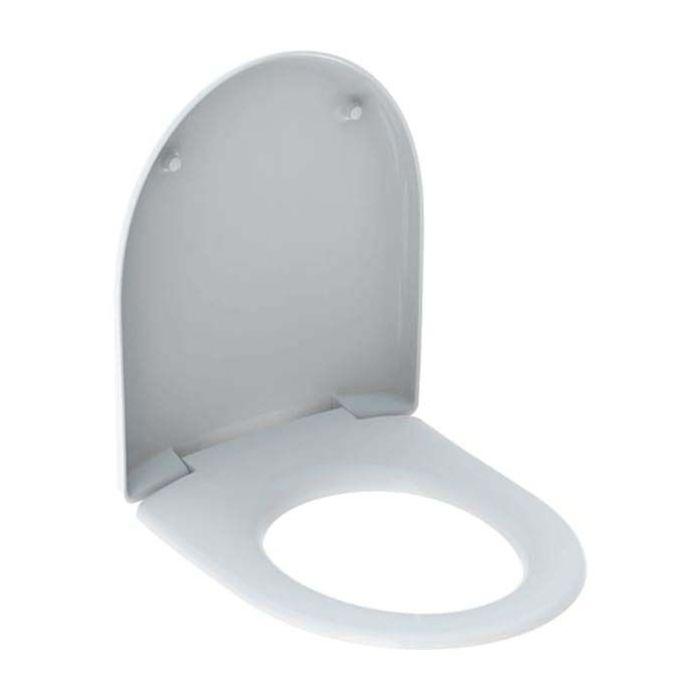 Geberit 4u WC-Sitz 574410000 weiß, Scharniere Messing verchromt, mit Absenkautomatik, mit Deckel