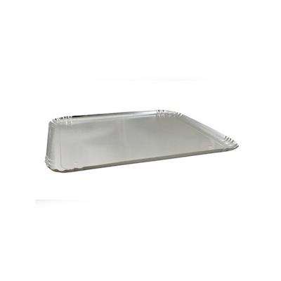 CROKUS Einweg-Servierplatten, einseitig silberfarben 32 x 42 cm (60 Stück)