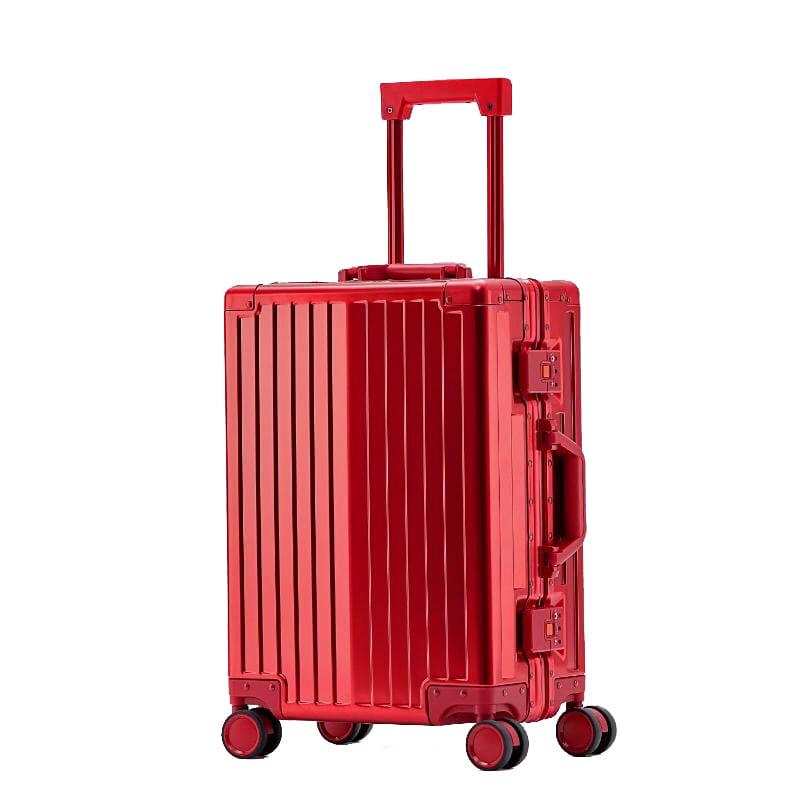 Aluminium Reisekoffer rot 77 cm groß Rollen Trolley Hartschalen-Koffer bei Bowatex