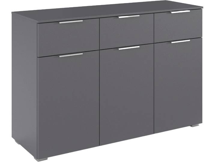 Kombikommode GOODPRODUCT Kommode Sideboard Schubladenkommode Schlafzimmerkommode CORTONA , grau (graumetallic), B:120cm H:81cm T:42cm, Holzwerkstoff, Sideboards, Kombikommode, mit 3 Schubladen und 3 verstellbaren Einlegeboden MADE IN GERMANY