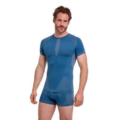 T-Shirt FALKE "FALKE T-Shirt", Herren, Gr. M, blau (blau steel (6958)), Shirts T-Shirt