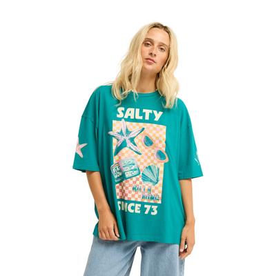 Oversize-Shirt BILLABONG "Salty Since", Damen, Gr. M, grün (deep lagoon), Obermaterial: 100% Baumwolle., Shirts