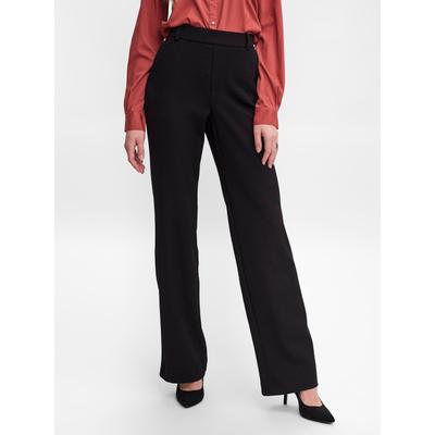 Anzughose VERO MODA "VMMAYA MR STRAIGHT SOLID PANT", Damen, Gr. L (40), Länge 30, schwarz, Web, Obermaterial: 62% Polyester, 33% Viskose, 5% Elasthan, unifarben, normal, Hosen Anzughose, Materialmix, mit Stretch, mide rise, straight fit