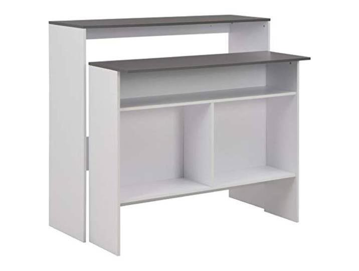 Todiikf Bartisch mit 2 Tischplatten Stehtisch Flexibel Weiß Grau 130cm Flexibler Beistelltisch aus Holzwerkstoff für Küche und Wohnzimmer. Bietet zusätzliche Abstellfläche für Getränke und Deko.