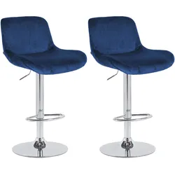 CLP 2er Set Barhocker Solon Chrom Samt   Farbe: blau, Material: Samt