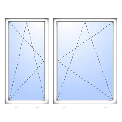 Kunststoff Fenster 2-flügelig asymm JACOB Dreh-Kipp/Dreh-Kipp fester Pfosten Weiß RAL 9016 beidseitig innen öffnend DIN rechts: Schmaler Flügel rechts