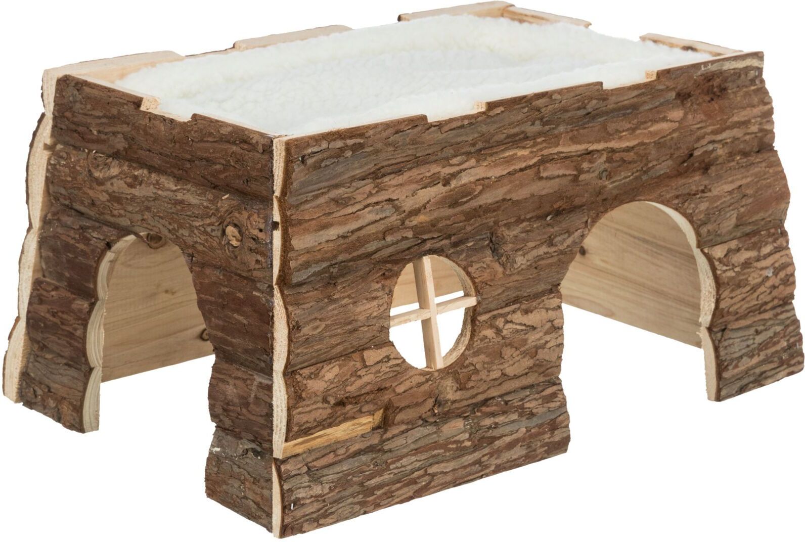 TRIXIE Haus Tilde mit Bett, Meerschweinchen, Rindenholz, 39 x 22 x 29 cm