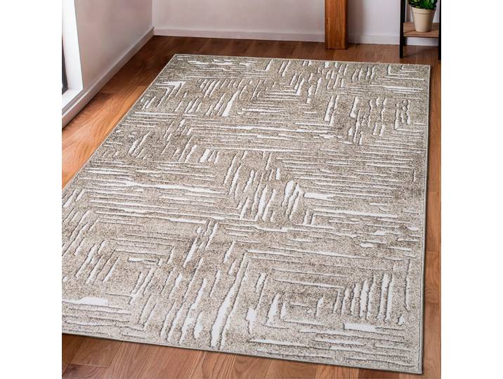 Teppich GOODPRODUCT Navid Gr. 2, beige (sand), B:80cm H:9mm L:150cm, Kunstfaser, Teppiche, Teppich, Kurzflor, Hoch-Tief-Struktur, 3D-Design, modern, pflegeleicht