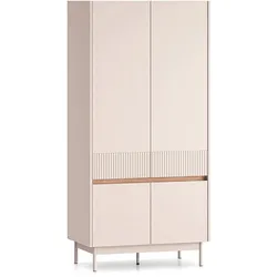 KLEIDERSCHRANK 4 Türen Connie Kaschmir und Holz