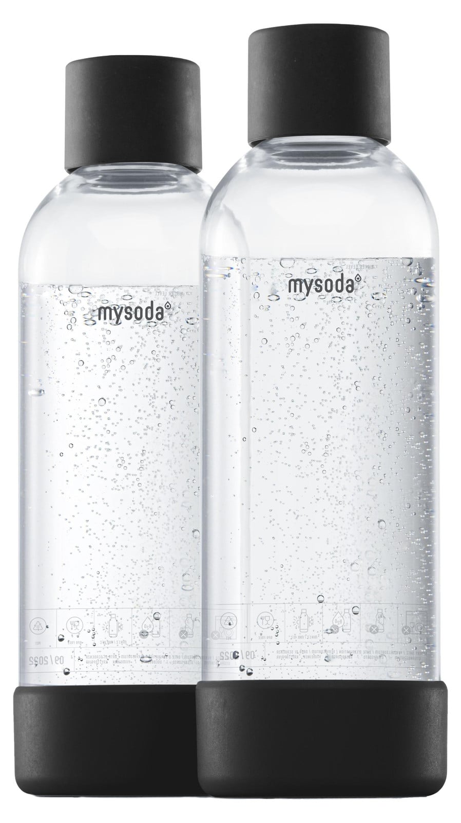 Mysoda waterfles, zwart, 1 liter, 2-pack, US-model van eBrands Global Oy