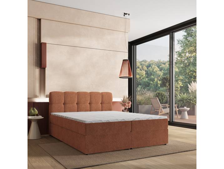 Masseno Boxspringbett MERU mit Bettkästen 140x200 cm - Kupferfarben, QUELLE 54