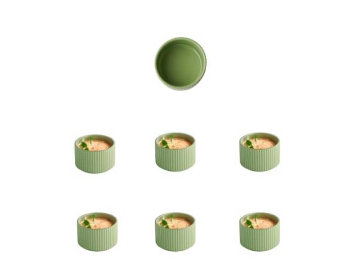 APS 19107 Bol THE GRID - porcelaine sauge\, Ø 9 cm\, 200 ml\, empilable\, lot de 6