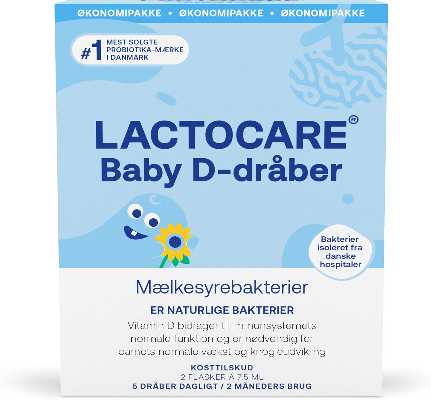 Lactocare Baby D-dråber 2 x 7,5ml Kosttilskud 2 x 7,5 ml