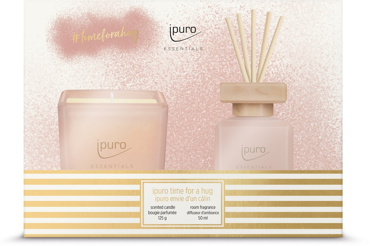 Ipuro Essentials Giftset Time for a hug met diffuser 50ml en kaars 125g