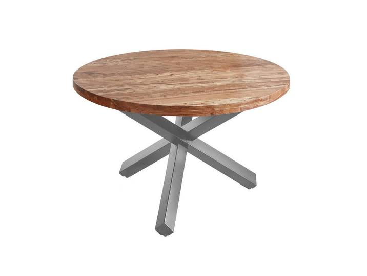 SAM® Esstisch Sintara, massives Akazienholz, runde Platte, Sterngestell aus Metall