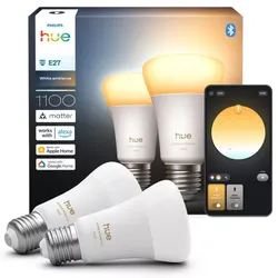 2er Set Philips Hue White E27 LED Lampen 8,1W wie 75W warmweißes bis kaltweißes dimmbares Licht
