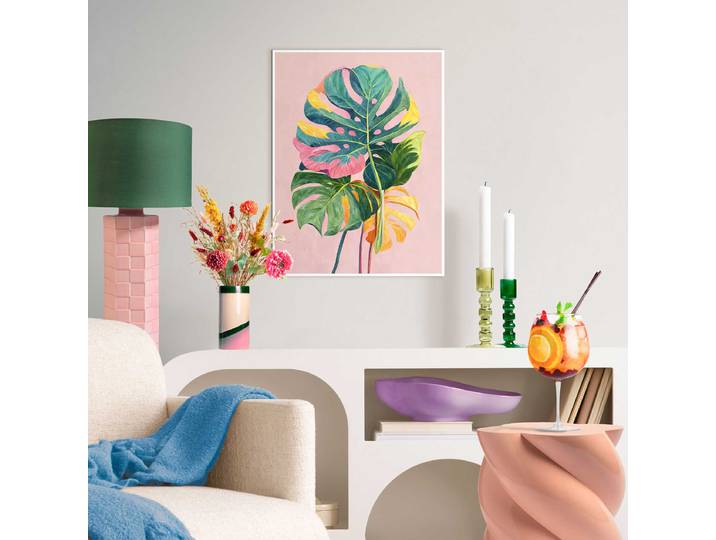 Gerahmtes Bild Colourful Leafs MDF Mitteldichte Holfaserplatte Multicolor 30 x 40 x 1cm