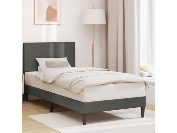 KTHLBRH Bettgestell dunkelgrau 100 x 200 cm Corduroy Fester Lattenrost, robustes Sperrholz, schmale Beine, modernes Design