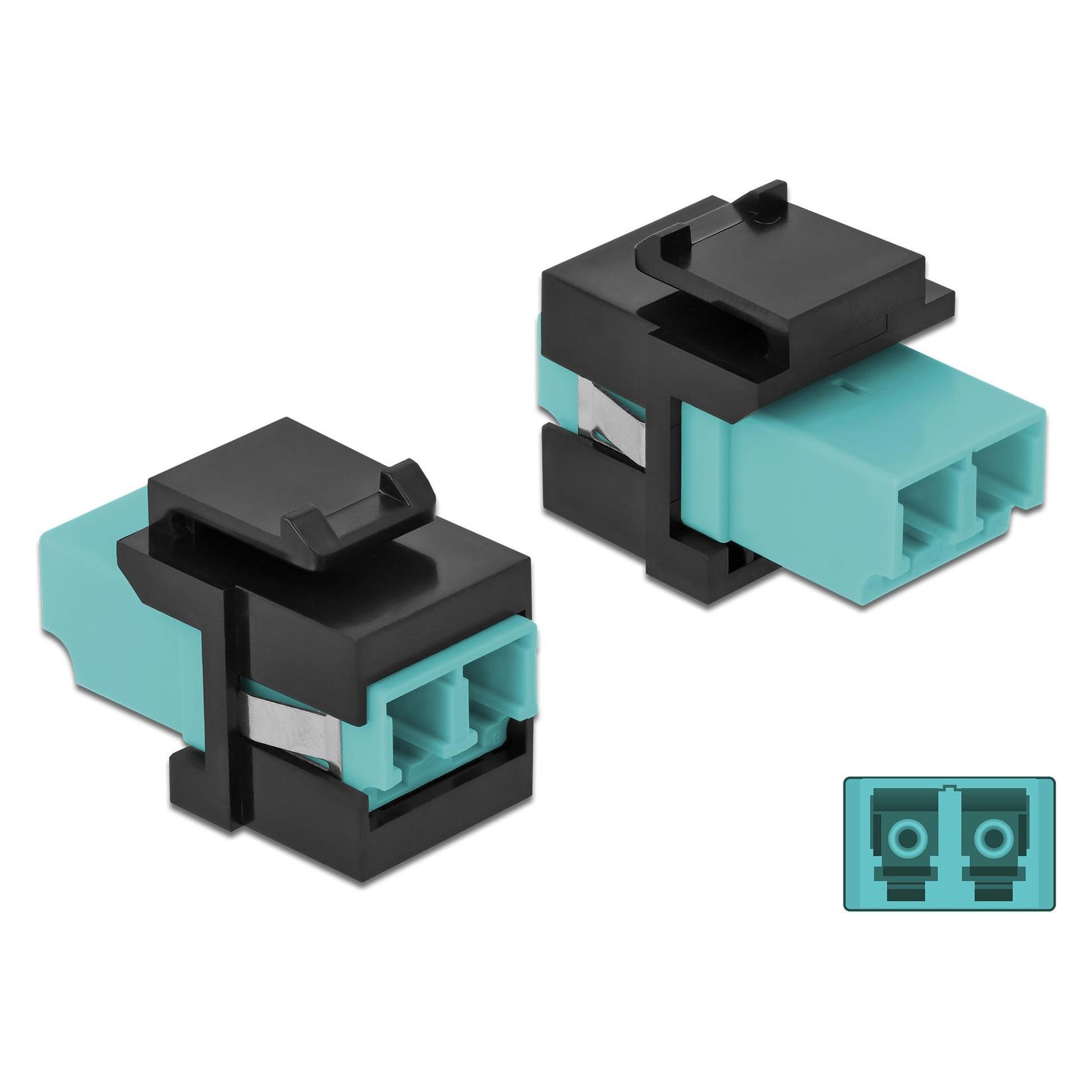 Delock Keystone Modul LC Duplex Buchse zu LC Duplex Buchse aqua / schwarz (Keystone Modul) (86720)