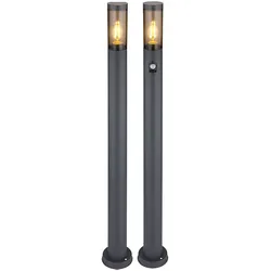 2x Außenstehleuchte Außenleuchte LED Bewegungsmelder Anthrazit Edelstahl H110 cm