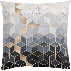 DEKOKISSEN Blau Weiß goldene Geometrie 50/50 cm