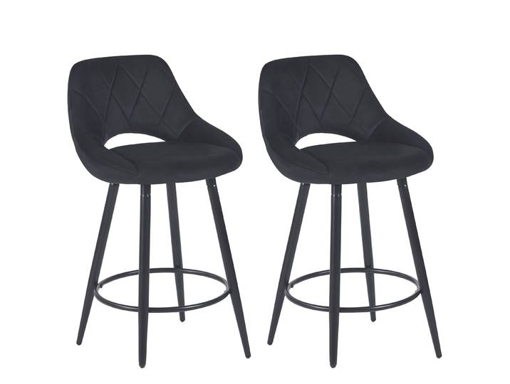 Barhocker Samt GORDON 2er Set anthrazit