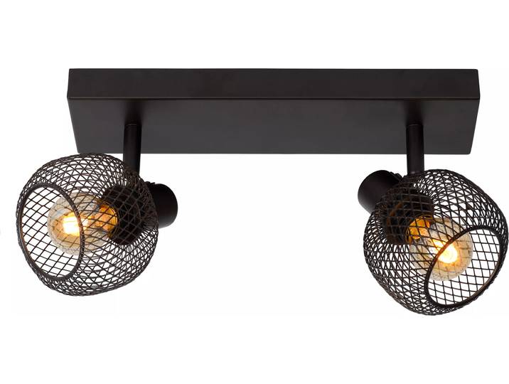 Double plafonnier noir MAREN 2xE14 40W Lucide
