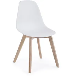 Stuhl System 4er-Set, Kunststoff und Buchenholz, modern, Weiß, zeitloses Design für dein Zuhause