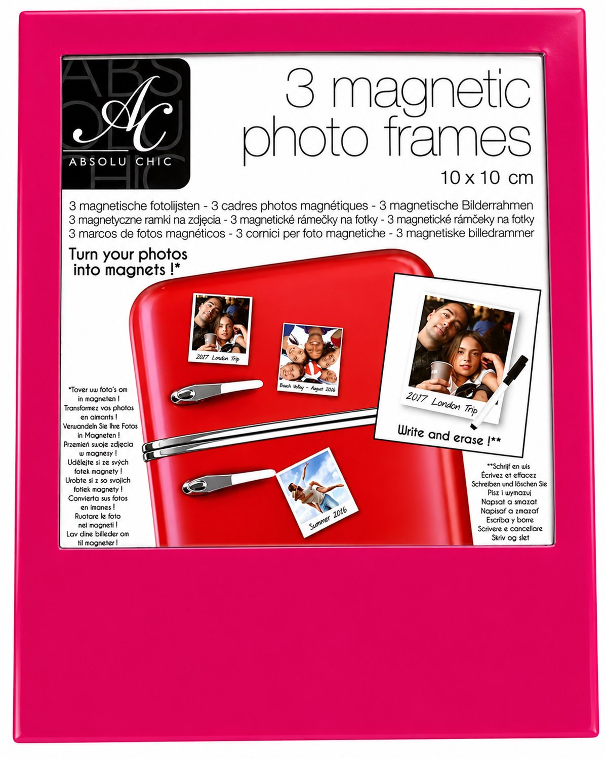 Absolu Chic Magnetische Fotolijsten Roze 10x10 cm 3 stuks