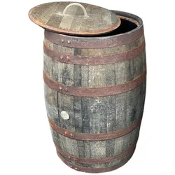 Temesso 190L Whiskyfass, Eichenfass geöffnet als Regentonne mit Deckel