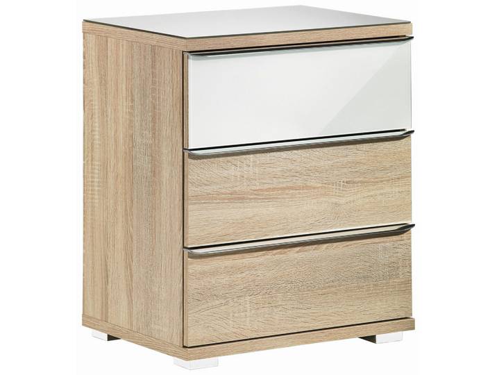 Moderano Nachttisch, Weiss, Sonoma Eiche, Kunststoff, 3 Schublade(n) Schubladen, 51x62x40 cm, Lga, Goldenes M, BQ - Bündnis für Qualität, Made in Germany, Typenauswahl, Schlafzimmer, Nachttische