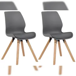 Proregal CHEFGASTRO 2er-Set Esszimmerstuhl MALIBU Kunststoff HxBxT 87x48x58cm Grau Küchenstuhl