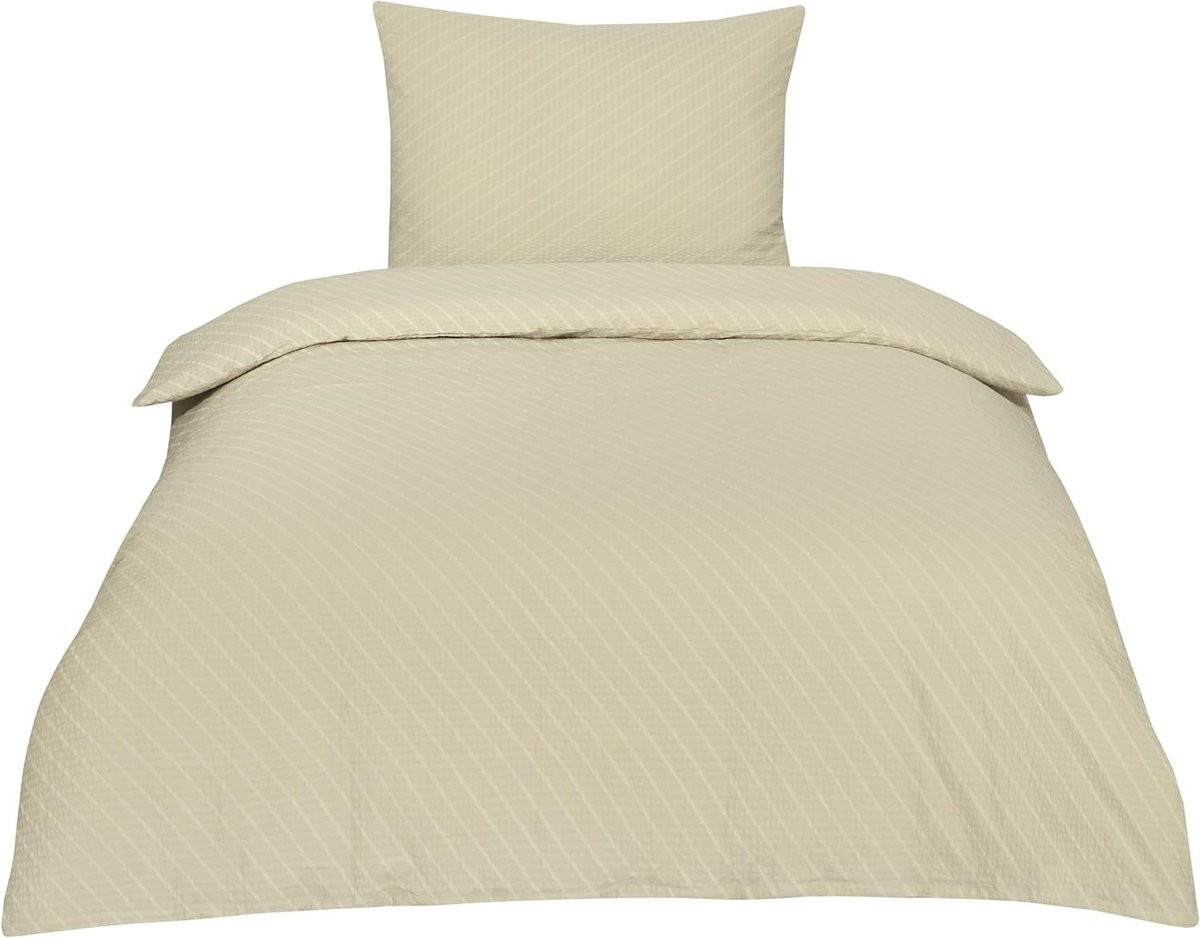 Seersucker Beddengoed Set van Katoen - Parelmoer - 135x200 cm
