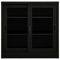 vidaXL Schrank mit Schiebetür Schwarz 90x40x90 cm Stahl