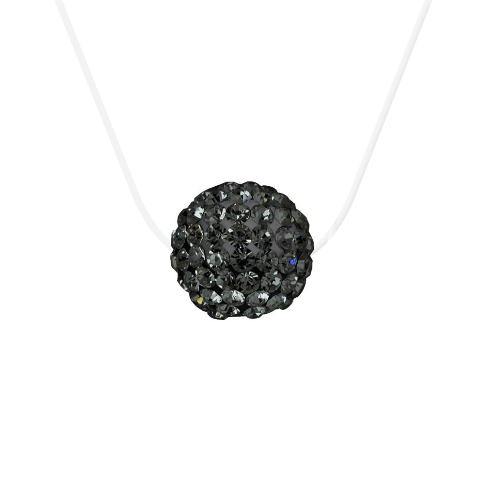 Crystal bol ketting preciosa zwarte link nylon transparant zilver 926