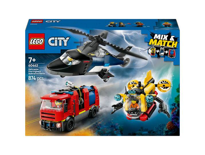 LEGO® City - Hélicoptère, camion de pompiers et sous-marin modulable - 60462