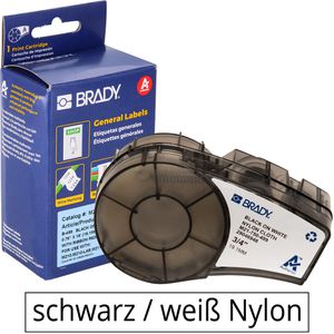 Brady Schriftband M21-750-499, 19,05mm, Länge 4,88m, schwarz auf weiß, Nylongewebe
