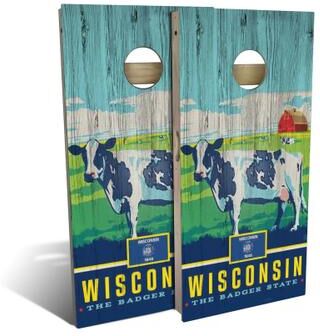 Skip's Garage Wisconsin State Pride Outdoor Cornhole Board Set