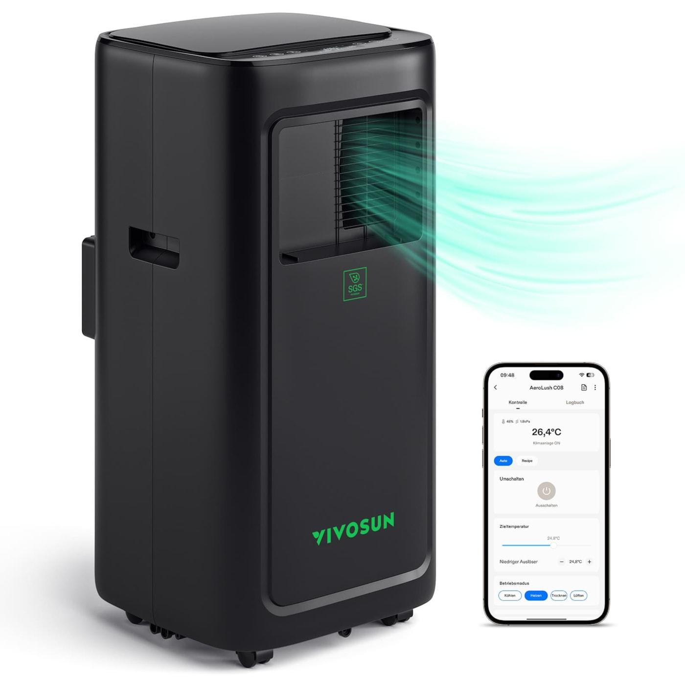 Vivosun AeroLush C08 Intelligentes Klimagerät, 4-in-1-Funktion, mit Temperatur- und Feuchtigkeitssensor