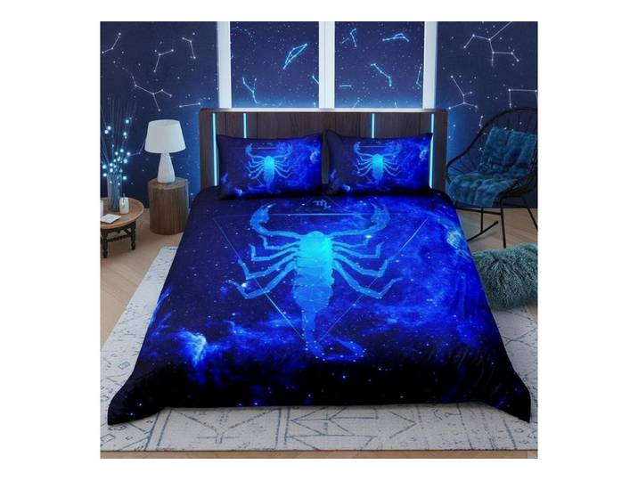 LuxusKollektion Jugendbettwäsche Bettwäsche Set Skorpion Blue Galaxy 155x220cm
