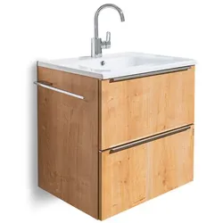 Waschtischkombination Manhattan Holzoptik Braun Eiche