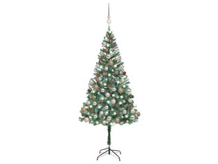 vidaXL Kunstkerstboom met verlichting kerstballen dennenappels 180 cm